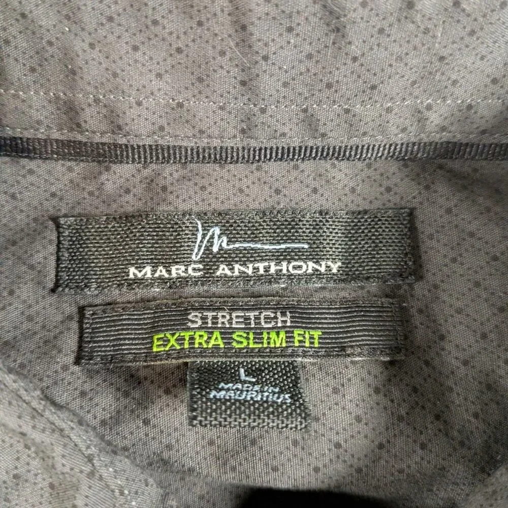 Marc Anthony Charcoal Extra Slim Fit Men's Dress Shirt Size Large - Picture 6 of 6